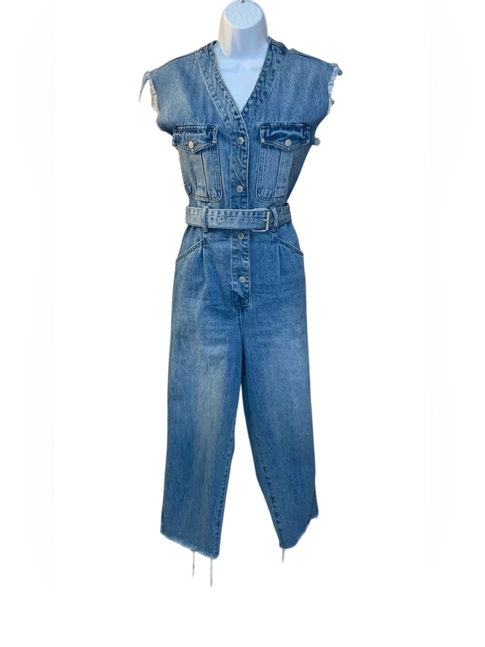 Blank NYC Cropped Denim Jumpsuit